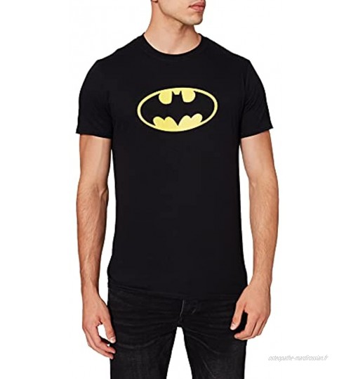 DC Batman Logo T-Shirt Col Ras du Cou Manches Courtes Homme