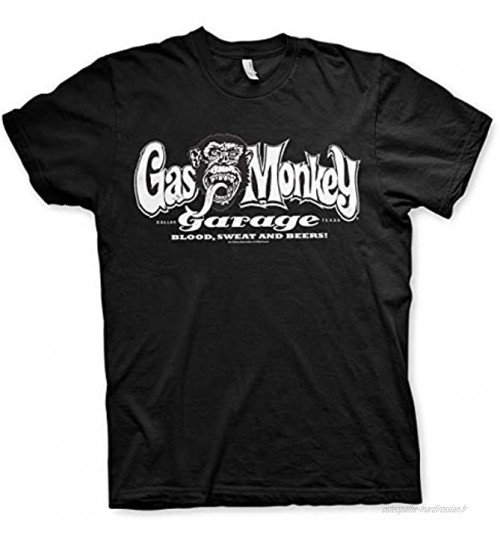 Gas Monkey Garage Hands Homme T-Shirt Manches Courtes Gris Regular Coupe Standard
