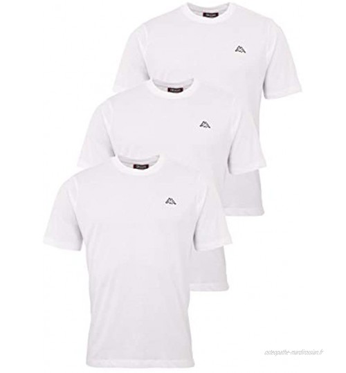 Kappa Lot de 3 t-shirts pour homme T-shirt de sport avec col rond T-shirt basique pour homme Haut à col rond pour le sport et les loisirs Coupe droite