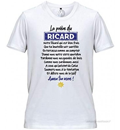 KSS KSS KSS Hommes Top T Shirt Blanc Apéro La Prière du Pastis Pastaga Message Humour Humoristique
