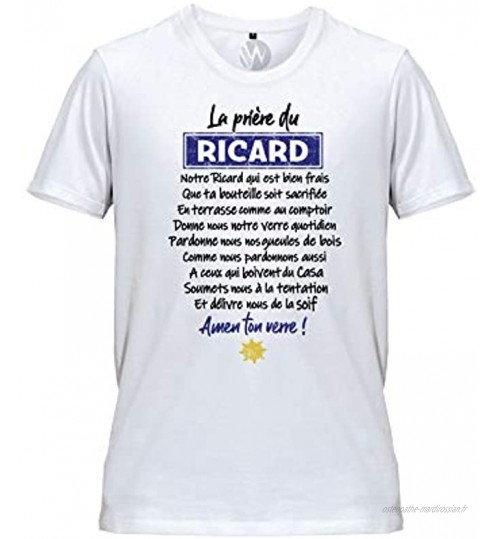 KSS KSS KSS Hommes Top T Shirt Blanc Apéro La Prière du Pastis Pastaga Message Humour Humoristique