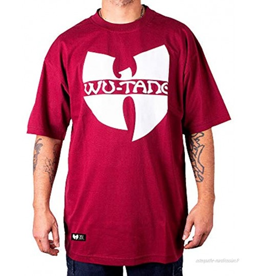 WU Wear Classic Logo T-Shirt Urban Streetwear Fashion Chemise Hip Hop pour Hommes Bordeaux