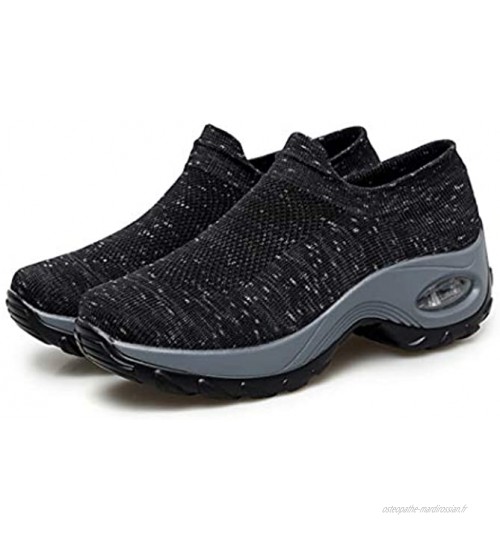 Printemps Sneakers Femmes Chaussures De Course Slip sur Plateforme Compensées Air Cushion Trainers Slip on Flats Casual Confort Maille Chaussette Chaussures