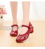 Lihcao Femmes brodées en Denim Cousus Chaussures de Talon à Talons encerclé des Boucles de Canevas pour Dames Vieilles Chaussures de Beijing Color : Model 1 Beige Size : 37 EU