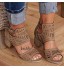 OverDose Sandales Femmes Sandales à Talons Carré Design Vintage Découpes Casual Pointure Large Chaussures à Talons avec Boucle