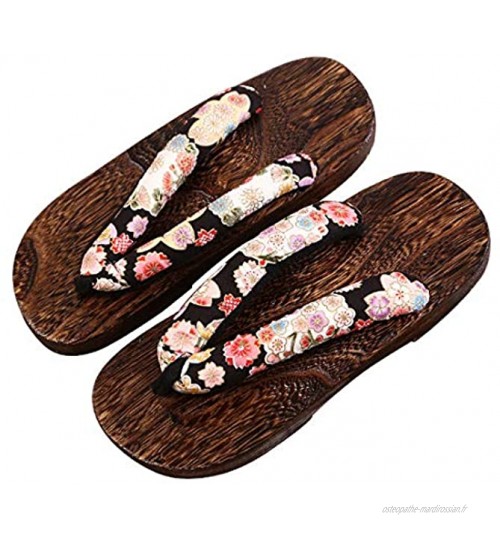 Pinji Geta Japonaise Homme Femme Tongs Bois Pantoufle Été Sabot Mixte Sandales Style A