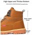 Bottes de Sécurité pour Hommes Embout en Acier Chaussures de Travail Chaussures Industrielles Imperméables en Cuir,Yellow-46EU