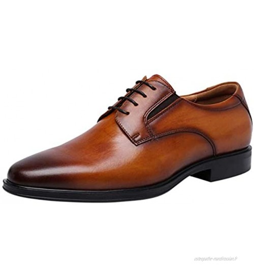 Chaussures de Ville à Lacets Homme Cuir Plain Toe Derbies Classiques Business Mariage Oxfords Noir Marron