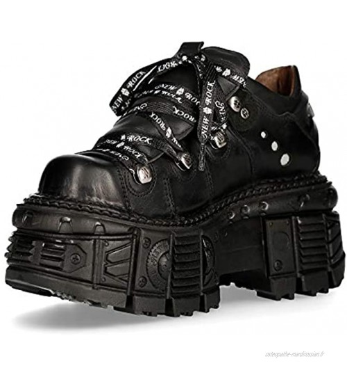 Chaussures en cuir militaire unisexe New Rock Original Plateforme M.TANK120NSHLACE-S1