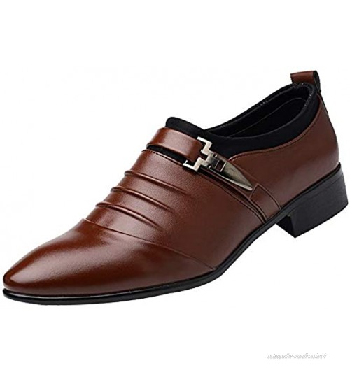 XTBFOOJ Chaussure Homme Cuir Mode Hommes d'affaires Chaussures en Cuir Casual Bout Pointu Homme Costume Chaussures