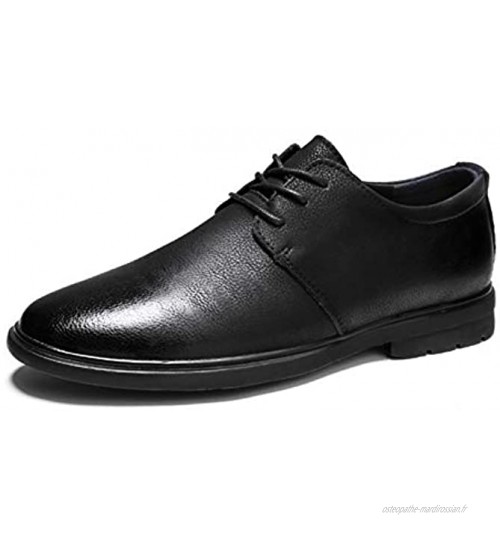 Chaussures décontractées Chaussures plats pour hommes Toile ronde en dentelle à trois yeux en cuir pleine fleur cuir artificiel et semelle en caoutchouc Color : Black Size : 39 EU