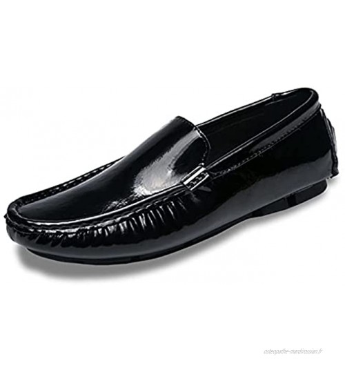 Heimaolvczcx Chaussures Bateau Homme Hommes Casual Chaussures Glisser sur Hommes Cuir mâle véritable Chaussures Chaussures de Bateau de Mode Color : Black Shoe Size : 8.5