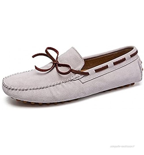 Heimaolvczcx Chaussures Bateau Homme Hommes Mocassins Chaussures Homme Cuir Mode Comfy Classique Chaussures de Bateau Hommes Color : White Shoe Size : 43