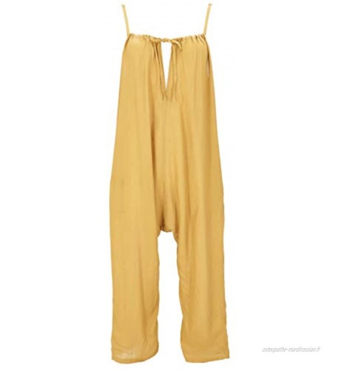 Guru-Boutique Salopette D`été Combinaison une Pièce Ethnique Boho Combinaison Moutarde Synthétique Size:M 40 Pantalons Longs