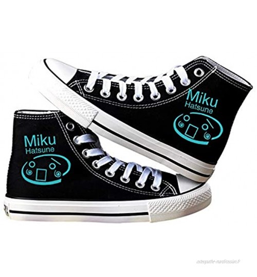 NIEWEI-YI Hatsune Miku Anime Espadrilles Étudiants Haute Aide Chaussures Mode Chaussures en Toile Baskets Décontractées