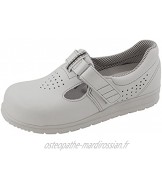 Euro-Dan Classic S1+SRC Chaussures de santé avec Perforation Fermeture Velcro et Semelle Lavable Blanc