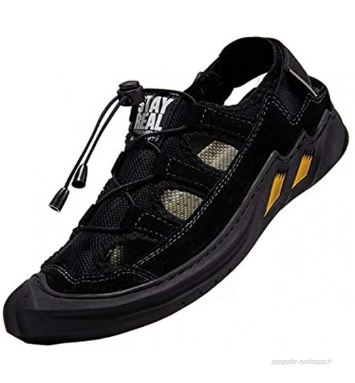 Sandales de Sport pour Hommes Marche Randonnée Été Extérieur Trekking Plage Chaussures Fermé Ajustable Cordon Respiran