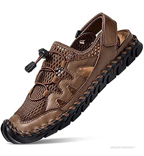 Sandales Homme Extérieures de Sport NUHEEL D'été Pour le Trekking Rapide Dry Randonnée Cuir Chaussures Jardinage Pêcheur