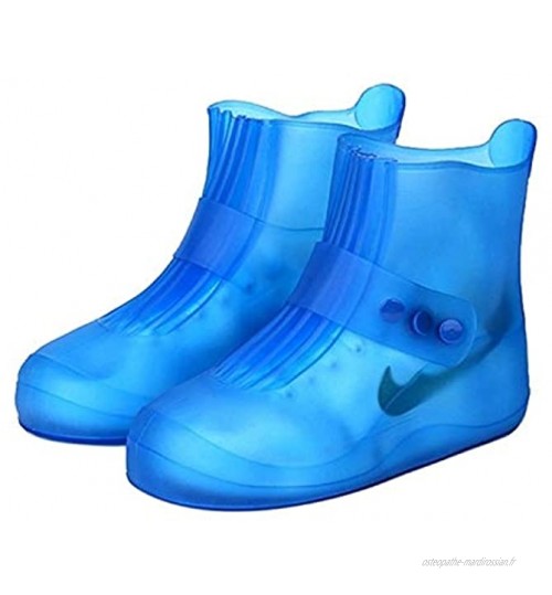 LYYCEU Mode PVC intégré antidérapante imperméable Couvre-Chaussures avec épaissie Soles Taille: 38-39 Noir Q Color : Blue