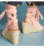 OverDose Sandales Espadrilles Compensées Femme en Daim à Lacets Peep Toe Été Mode Doux Chaussures avec Talon Plateforme