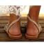 OverDose Sandales Sandales Plates Femme Ornées de Perles Été Bohème Tongs avec Boucle à L'orteil Mode Casual Chaussures de Plage