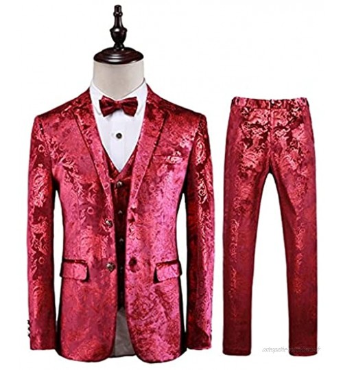 HBIN Costume de costume de 3 pièces for hommes smoking smoking wedding fête promane stylish style costume chanteur discothèque robe masculine Color : Red Size : XXXL code