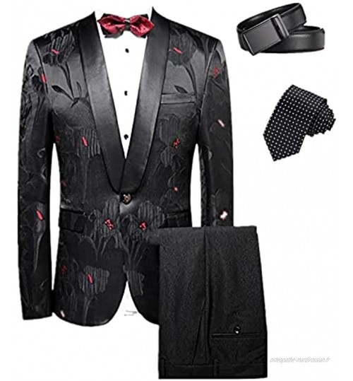 Homme Slim Fit 4 pièces Suit One Button personnalisé décontracté Mariage Tux Blazer & Pantalon avec Cravate et Ceinture