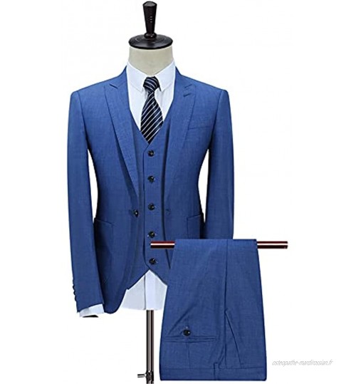 NJBYX Bouton SLIM pour hommes costume solide couleur costume veste veste et pantalon veste costume pour hommes Color : Blue Size : 5XL 86-92kg