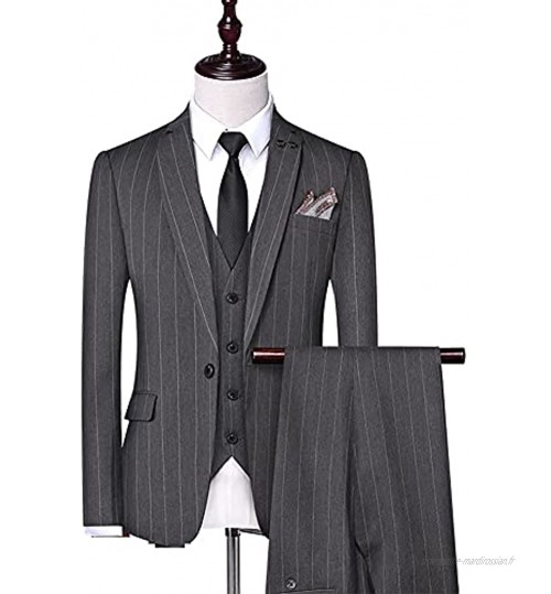 NJBYX Costume + gilet + pantalon Version coréenne masculine Slim Business Encound Costume costume costume rayé costumes de mariage pour hommes Color : Gray Size : 4XL 81-85kg