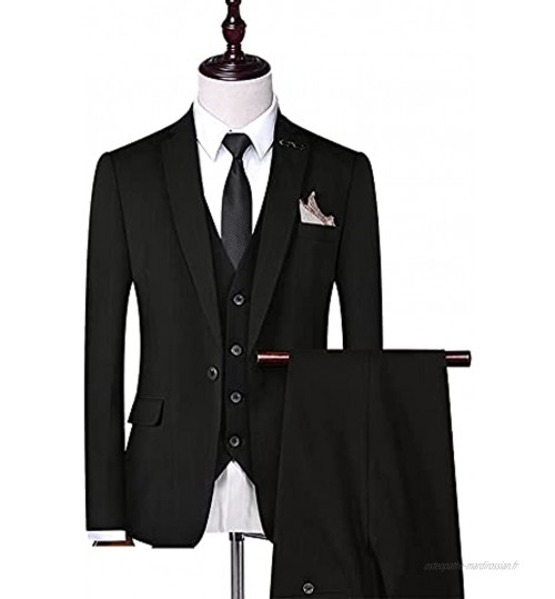 NJBYX Costume + gilet + pantalon Version coréenne masculine Slim Business Encound Costume costume costume rayé costumes de mariage pour hommes Color : Black Size : 3XL 74-80kg
