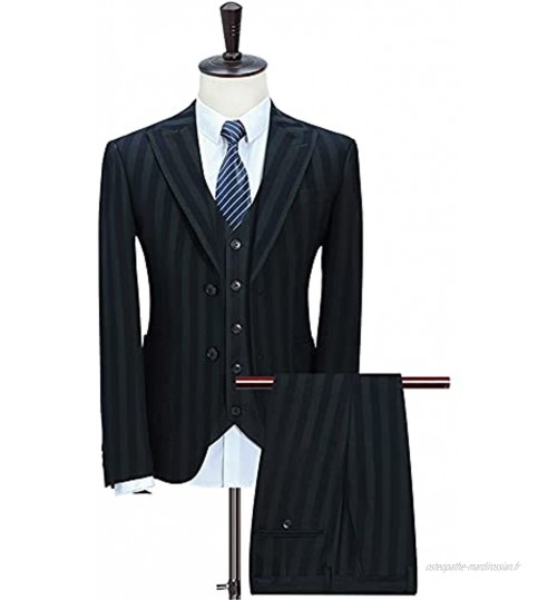 NJBYX Veste + pantalon + gilet Mens costumes avec pantalons Stripe Blazer Slim Fit Fit De Mariage Mâché Broom Tuxedos Color : Stripe Size : 4XL 81-85kg