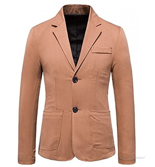 TWDYC Costume Homme Top Solide Manches Longues Casual Costume Slim Fit Jacket Fahsion Hommes Manteau Color : Khaki Size : L code