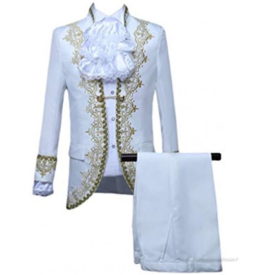 Yijinstyle Costume de Prince de Cour de Noël Blazer de Performance sur Scène Robe Élégant Homme Costumes Slim Fit