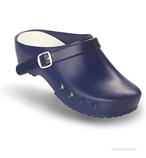 Schurr oP-chaussures chiroclogs classic avec et sans au niveau du talon Bleu Blau mit Fersenriemen 42