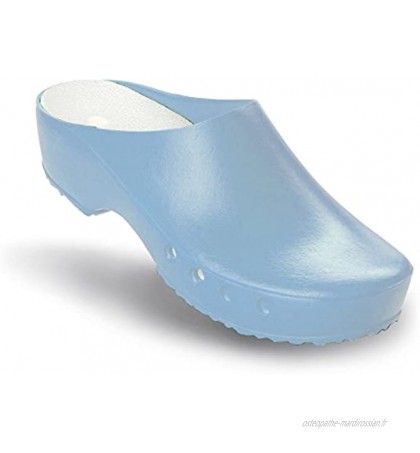 Schurr oP-chaussures chiroclogs classic avec et sans au niveau du talon Bleu Bleu clair 38
