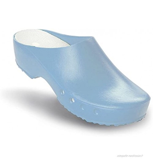 Schurr oP-chaussures chiroclogs classic avec et sans au niveau du talon Bleu Bleu clair 38