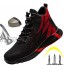 KUXUAN Chaussures de Sécurité Hommes Femmes Bottes de Travail Chaussures de Sport à Bout en Acier Léger Chaussures de Construction Indestructibles Antidérapantes Chaussures de Toiture,Red-43EU