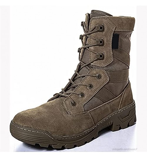 YUHAI Bottes Tactiques Hommes Chaussures de randonnée imperméables légères Chaussures de randonnée dans Le désert Bottes de Combat antidérapant antidérapant,Brown-41UK 8
