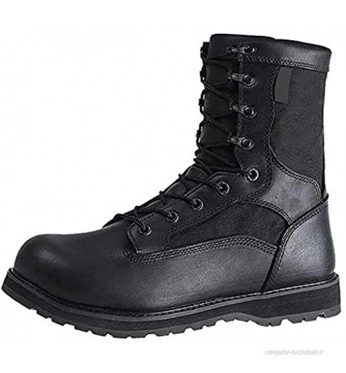 YUHAI Bottes Tactiques pour Hommes Noir Bottes Militaires de Vachette avec Chaussettes étanches Chaussures de randonnée antidérapantes résistantes à l'usure,Black-39UK 7