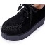 YORWOR Creepers Chaussures plates à lacets pour femme Noir