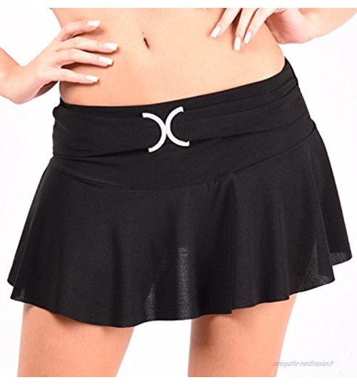 Arunta Mini jupe courte sexy plissée gogo pour femme avec slip intégré et boucle en strass