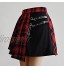 Harajuku Streetwear Buttons Side Open Skirt Femmes Sexy Short Mini Jupes Harajuku Jupe Gothique Jupe à Carreaux Noir et Blanc Gothique