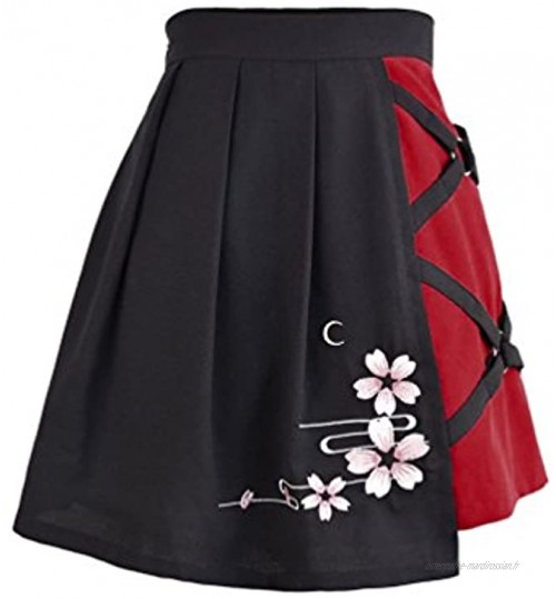 Jupe de Fille Jupe Femme Brodé Sakura Irrégulier Style Japonais