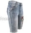 Laphilo Jeans Denim 866 Short court pour femme en coton élastique 5 poches avec clous et patchs décoratifs