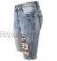 Laphilo Jeans Denim 866 Short court pour femme en coton élastique 5 poches avec clous et patchs décoratifs