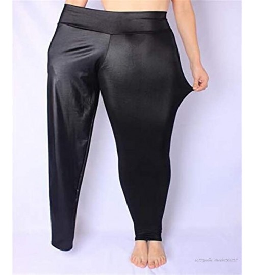 Leggings Femmes à Haut élastique Faux Leggings en Cuir Grande Taille Xl-5XL Pantalon en Cuir Imitation Skinny Noir Brillant Plus Leggings Color : Black Size : XXL