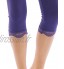 YESET Femme Capri Legging longueur 3 4 avec dentelle de coton pantalons court