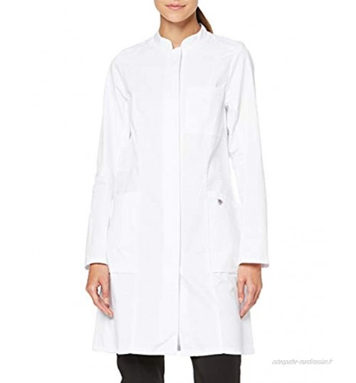 BP 1752-130-0021-36n Blouse de médecin à manches longues pour femme avec système de levage 205 g m² pur coton Blanc 36n