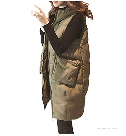 Doudoune légère plume veste en duvet pour femme long manteau d'hiver avec capuche veste sans manches manteau en duvet chaud avec poches veste matelassée