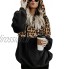 TWIOIOVE Veste en polaire pour femme Blocs de couleurs Motif léopard Veste à capuche en velours Confortable Chaud Avec fermeture éclair